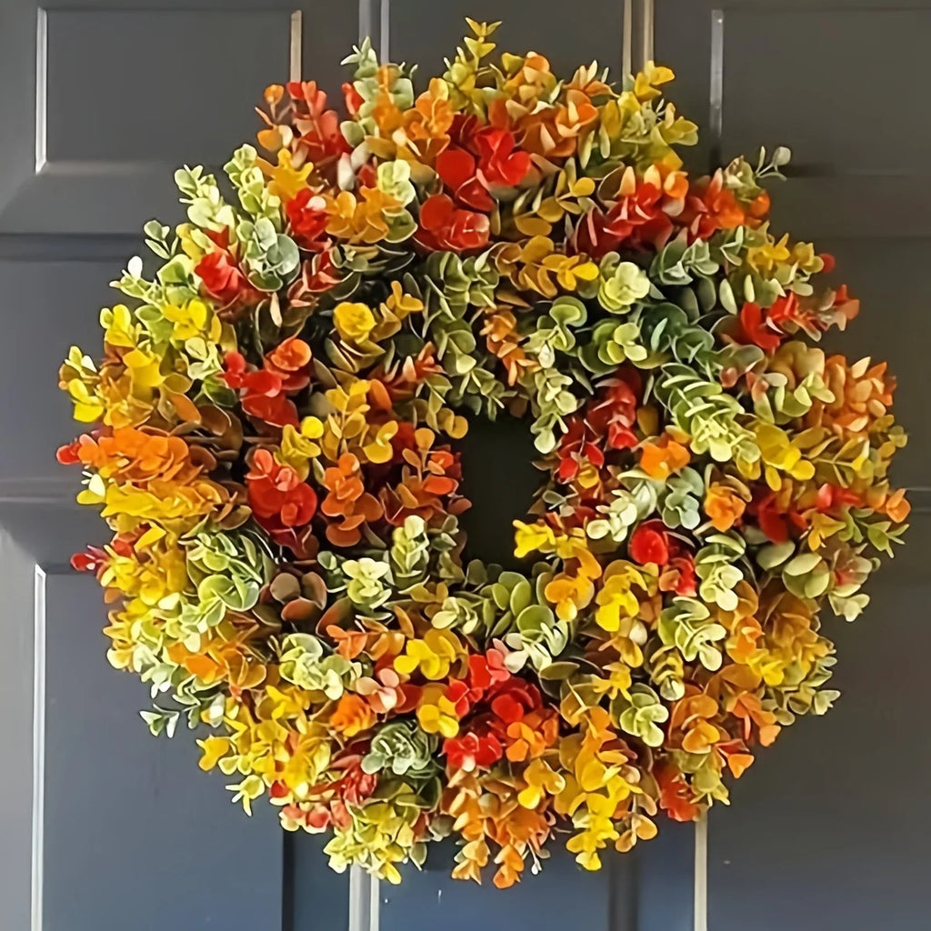 Elegant Artificial Autumn Flower Wreath - Realistic Fall Foliage