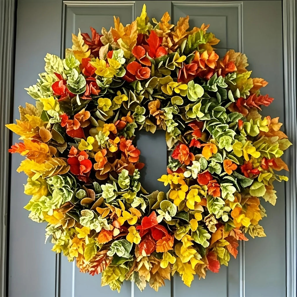Elegant Artificial Autumn Flower Wreath - Realistic Fall Foliage