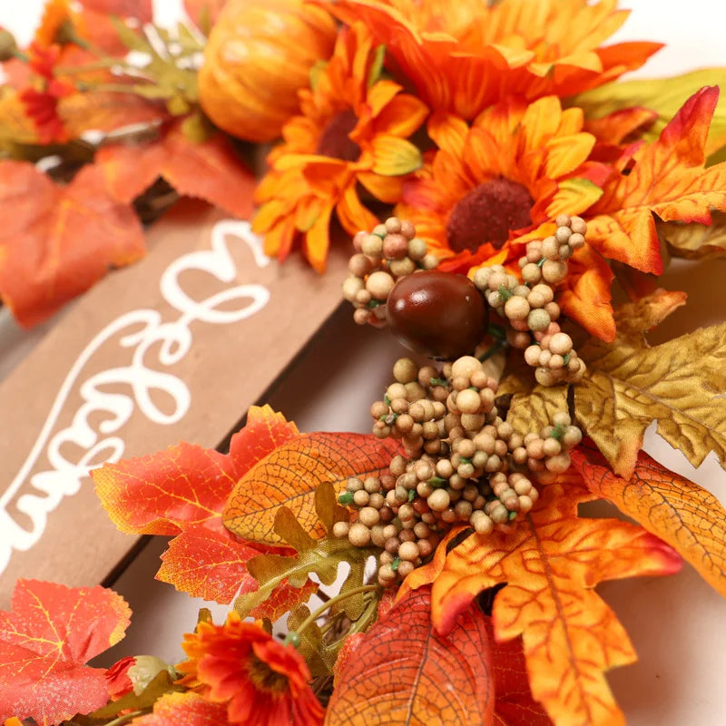 Thanksgiving Fall Welcome Maple Leaf Berry Wreath