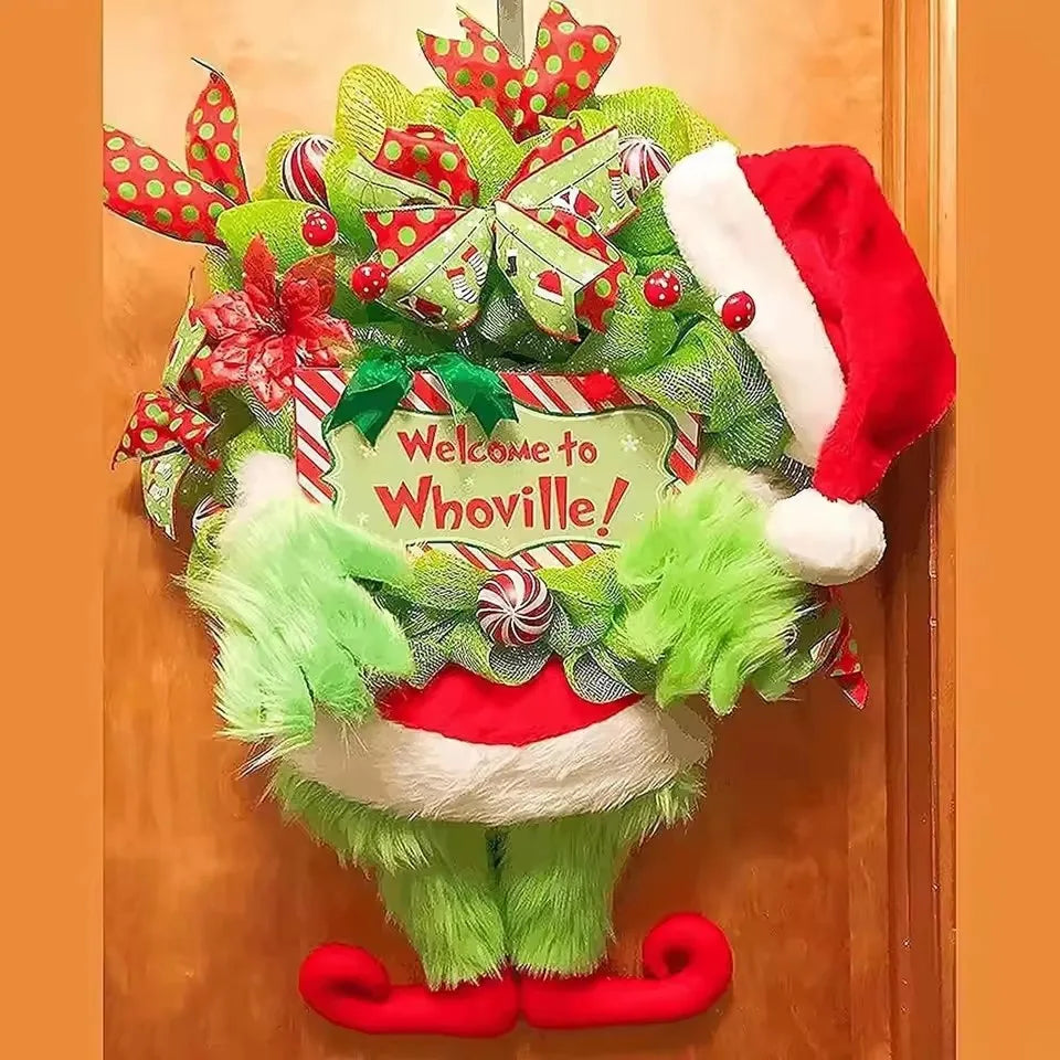 Christmas Thief With Green Elf Legs Christmas Wreath