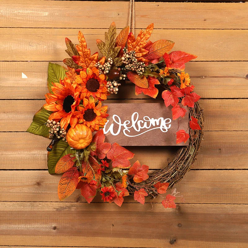 Thanksgiving Fall Welcome Maple Leaf Berry Wreath