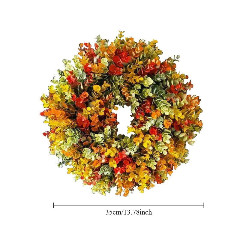 Elegant Artificial Autumn Flower Wreath - Realistic Fall Foliage