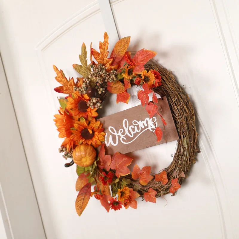 Thanksgiving Fall Welcome Maple Leaf Berry Wreath