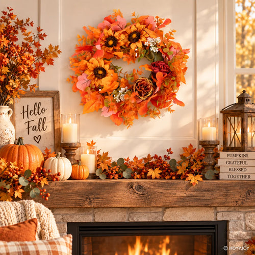 Autumn Sunflower Front Door Thanksgiving Harvest Home Decoration Wreath