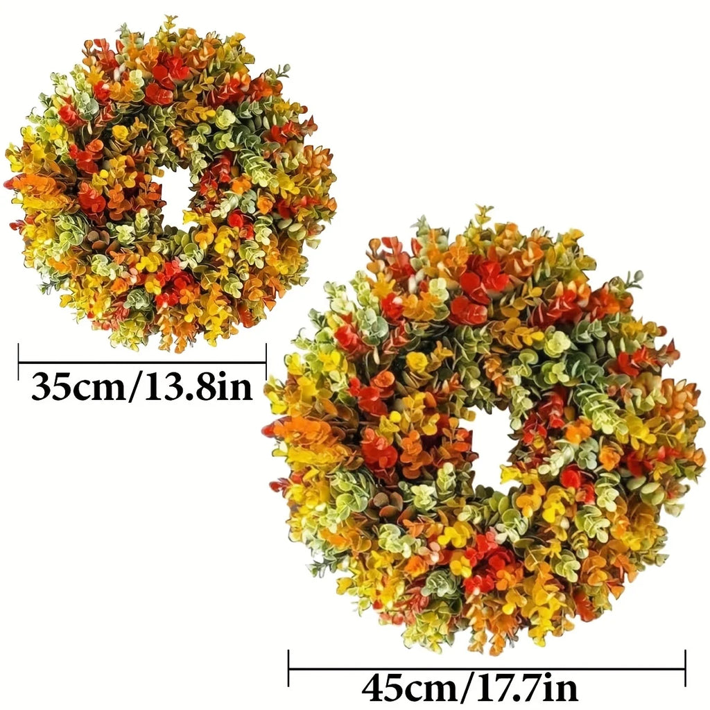 Elegant Artificial Autumn Flower Wreath - Realistic Fall Foliage