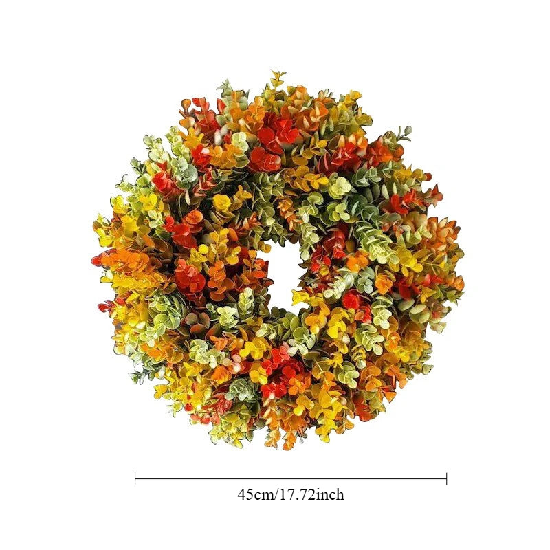 Elegant Artificial Autumn Flower Wreath - Realistic Fall Foliage