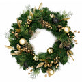 Gold Black Glitter Leaves Cypress Foliage Ball Ornaments Christmas Wreath