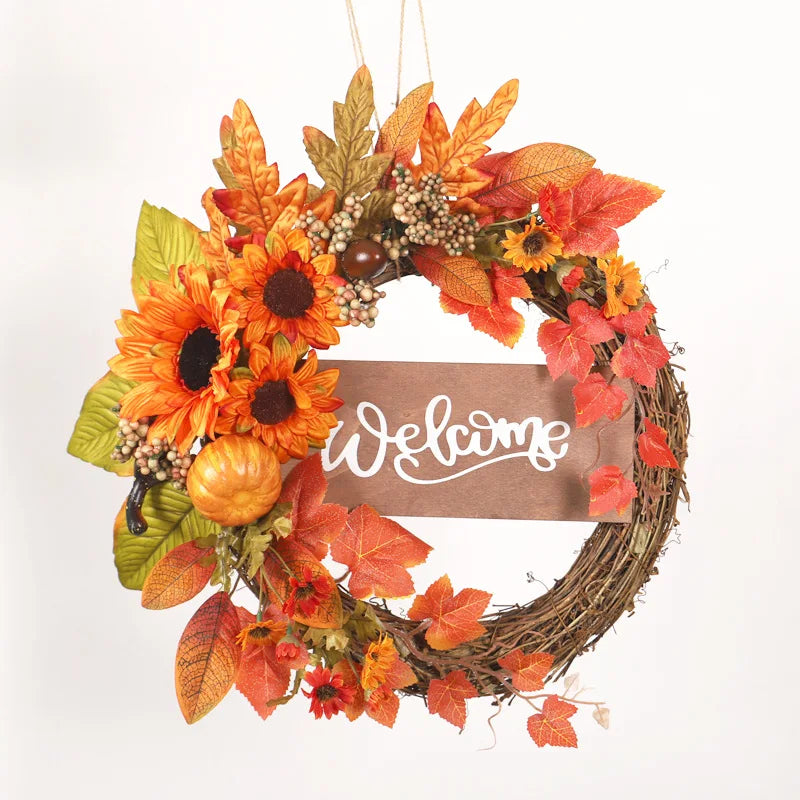 Thanksgiving Fall Welcome Maple Leaf Berry Wreath