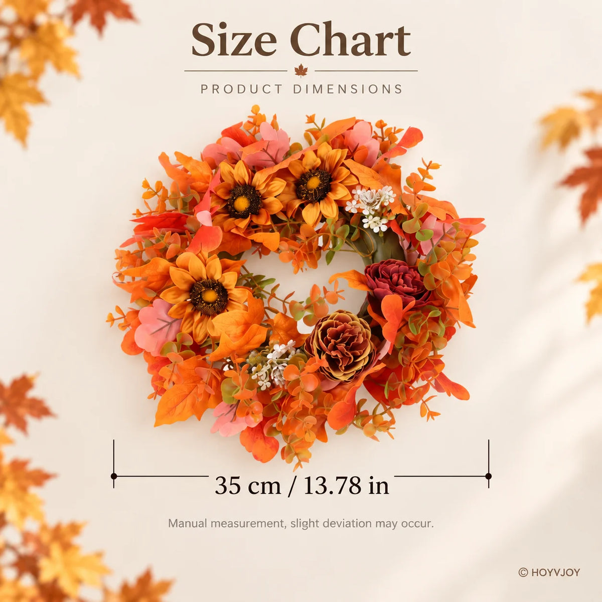 Autumn Sunflower Front Door Thanksgiving Harvest Home Decoration Wreath