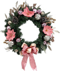 Pre-Lit Christmas Magnolia Wreath with 20 LED Lights
