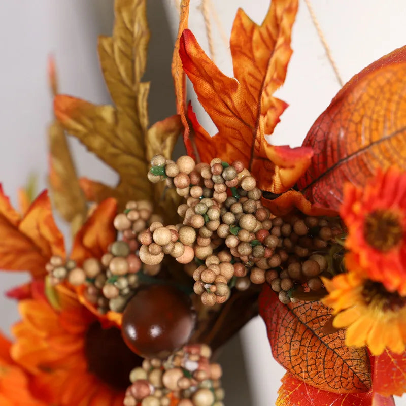 Thanksgiving Fall Welcome Maple Leaf Berry Wreath