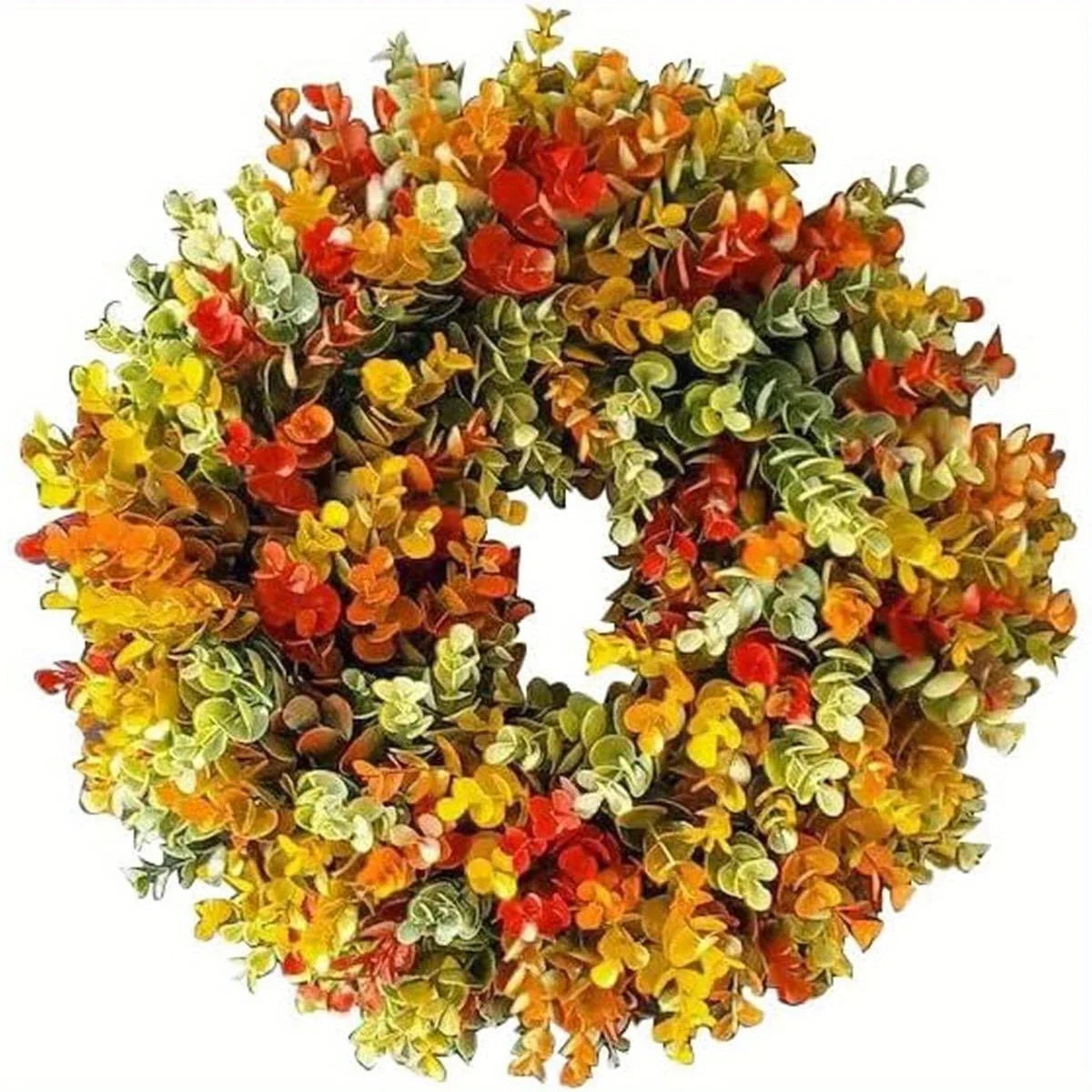 Elegant Artificial Autumn Flower Wreath - Realistic Fall Foliage